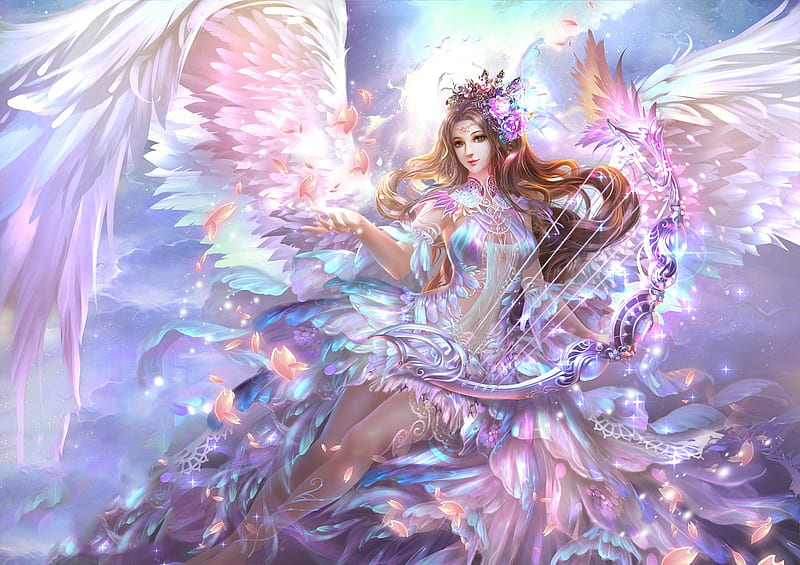 Beautiful Angel In Heaven Fantasy Of Art Print, Canvas, Multi-Coloured, :  Amazon.de: Home & Kitchen