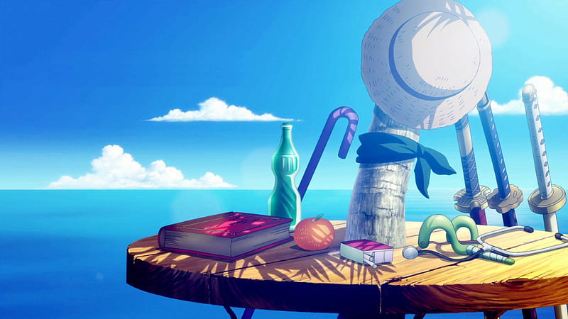 One Piece Hat On Beach With Blue Sky Anime, HD wallpaper