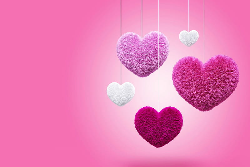 corazones, abstract, love, pink, HD wallpaper
