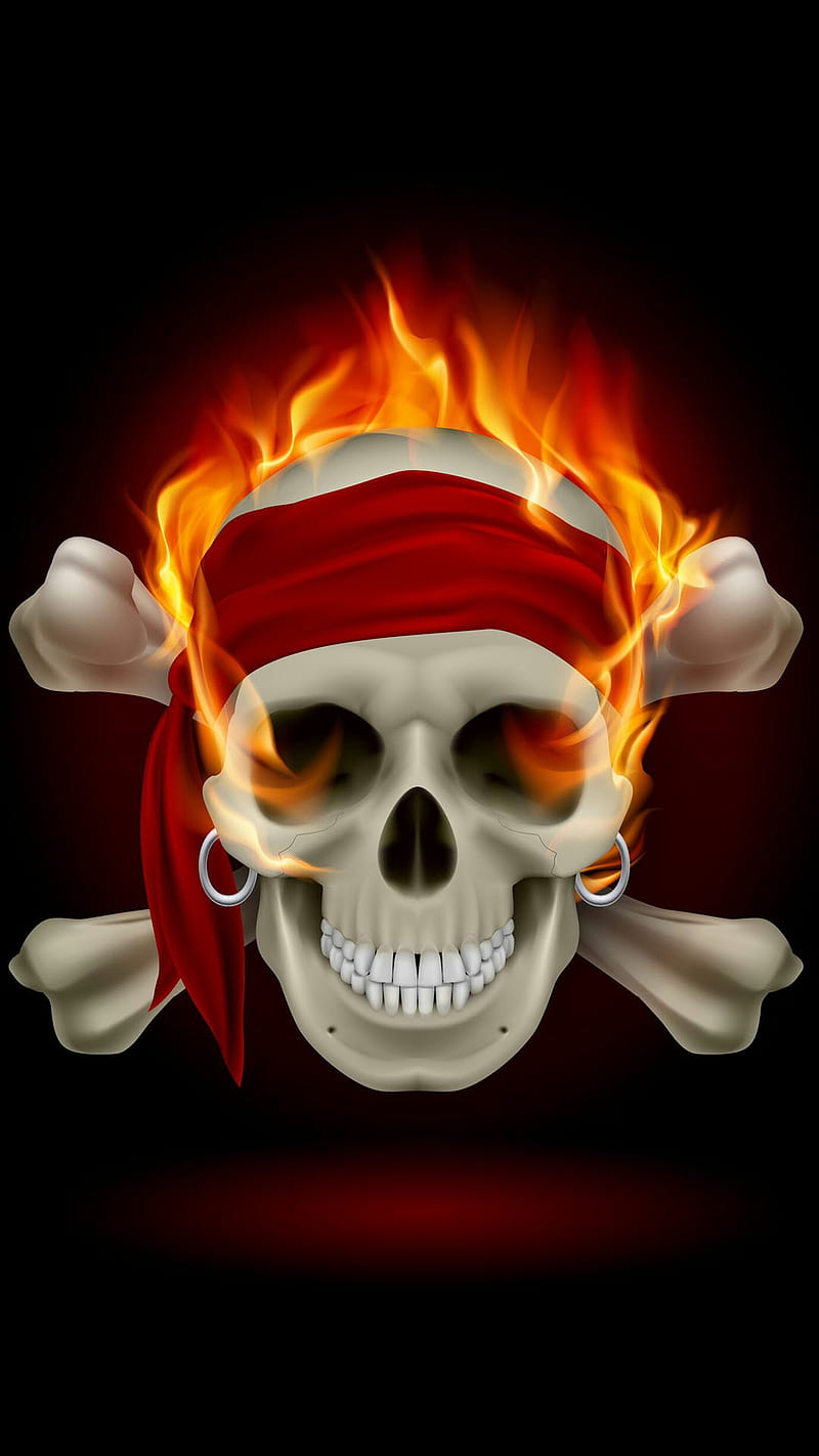 burning skull, 3d, bones, fire, teeth, HD phone wallpaper