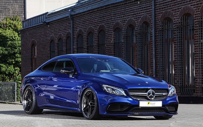 Mercedes-AMG C63 S Coupe, 2017 cars, blue C63, tuning, supercars, Mercedes, HD wallpaper