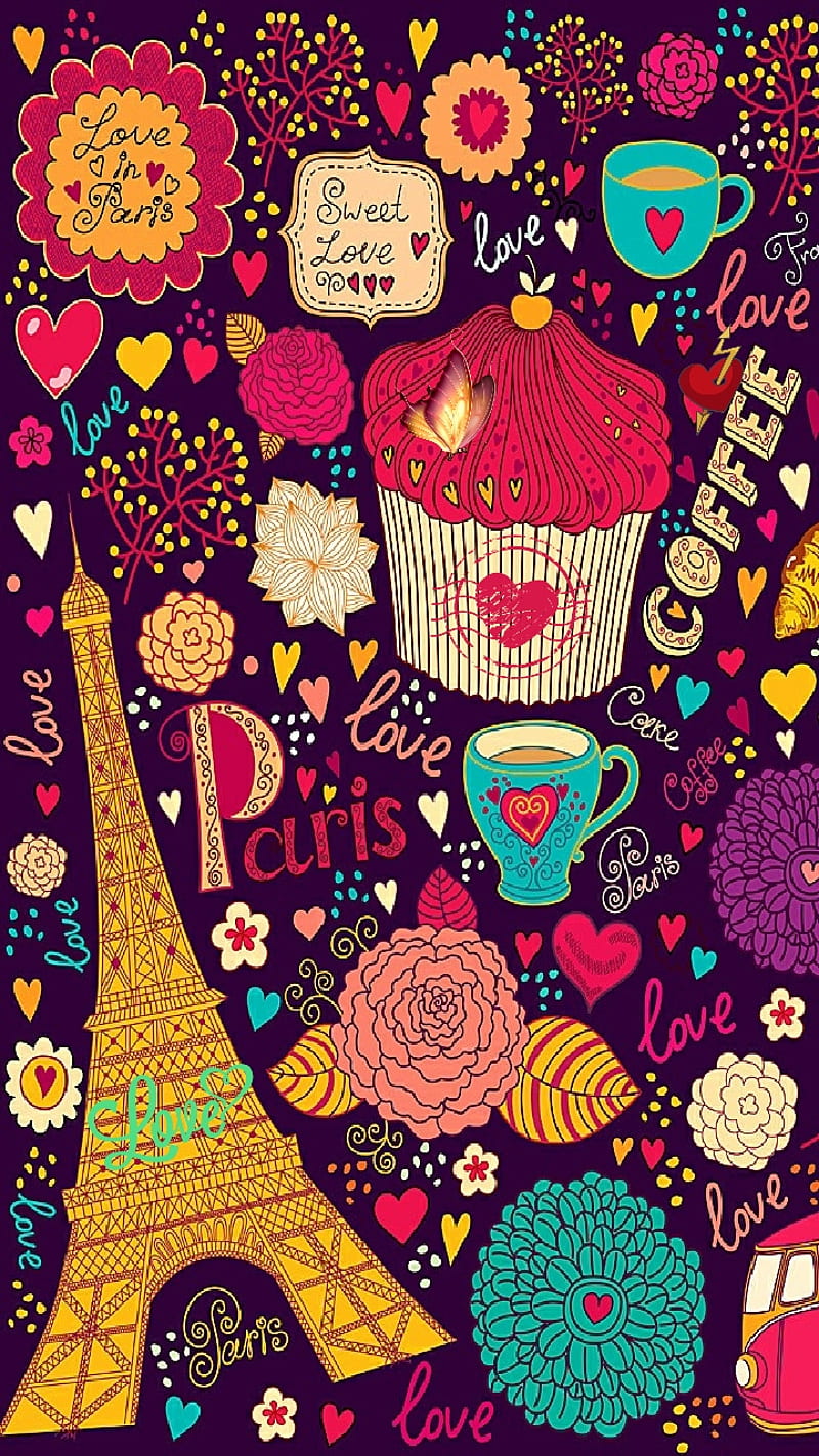 Collage Worx, black, collage, colorfulmcolors, cupcake, eifel tower, fireworks, paris, HD phone wallpaper