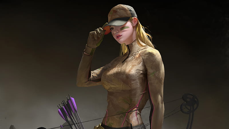 Cap Girl With Archery, artist, artwork, artstation, HD wallpaper
