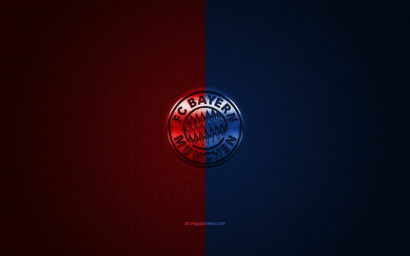 FC Bayern Munich, German football club, Bundesliga, red-blue logo, red-blue carbon fiber background, football, Munich, Germany, Bayern Munich logo, HD wallpaper