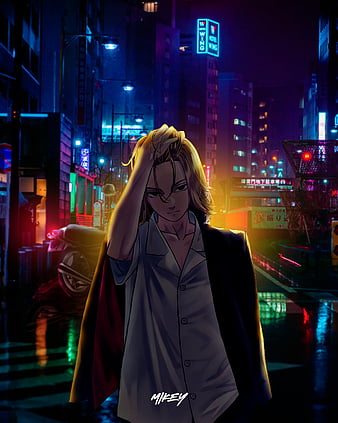 Mikey city night, tokyo revengers, manga, manjiro, anime, HD phone wallpaper