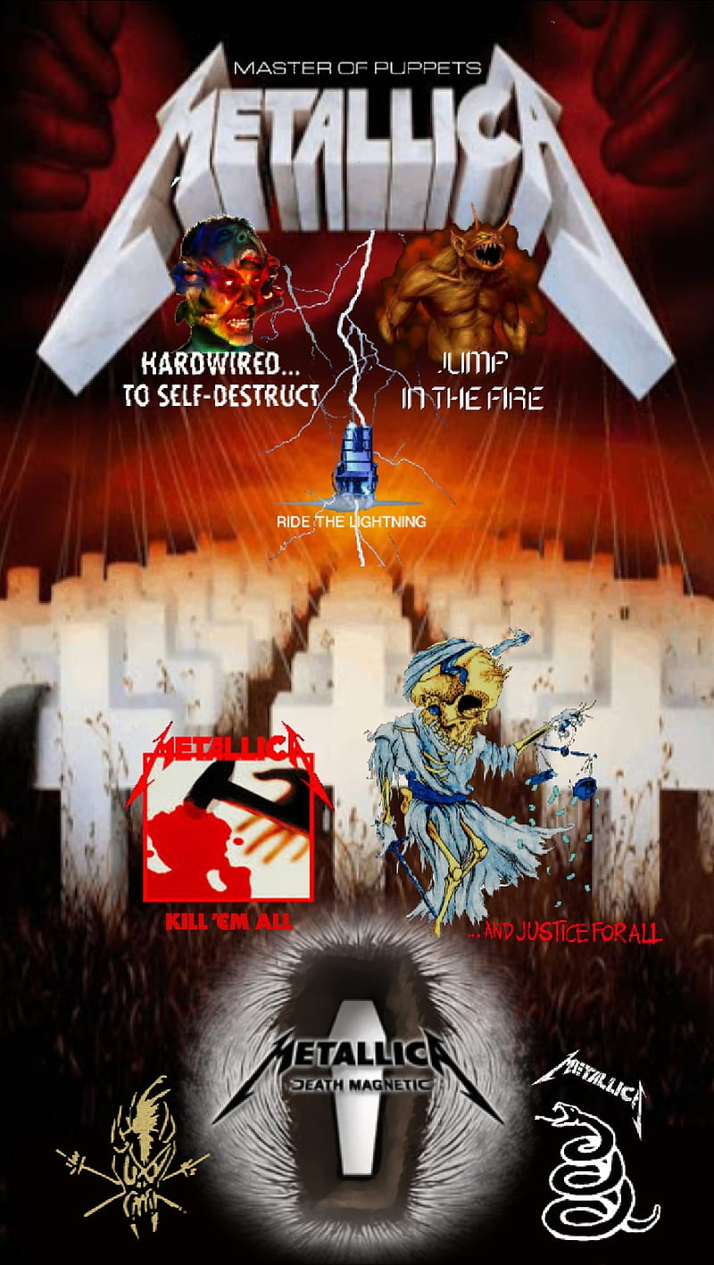 Metallica, albums, collage, heavy metal, montage, thrash metal, HD phone wallpaper