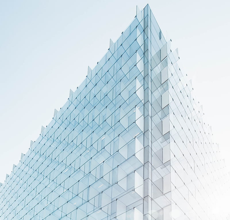 glass building under clear blue sky, HD wallpaper
