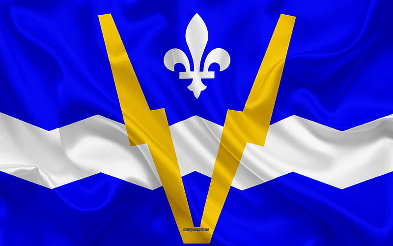 Flag of Shawinigan silk texture, Canadian city, blue silk flag, Shawinigan flag, Quebec, Canada, art, North America, Shawinigan, HD wallpaper