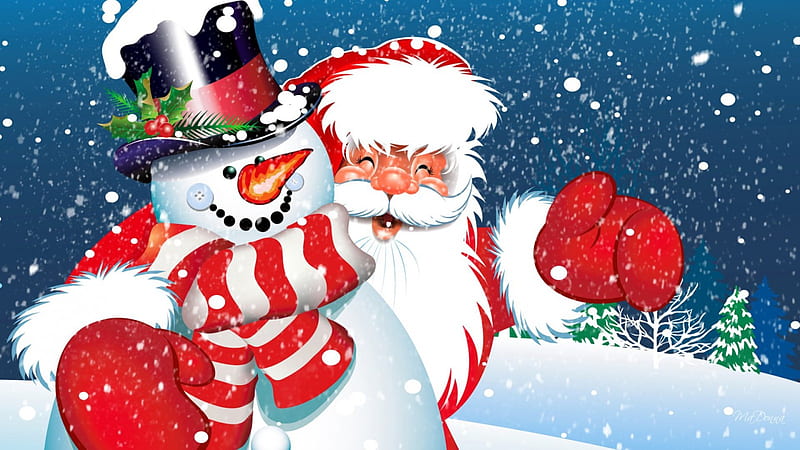 Frosty and Santa, feliz navidad, father christmas, saint nicholas,  christmas, HD wallpaper | Peakpx