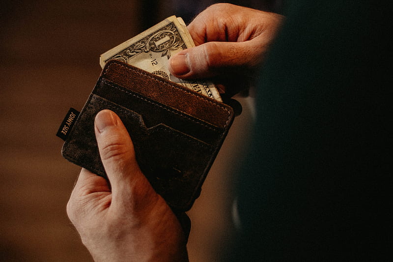 person getting 1 U.S. dollar banknote in wallet, HD wallpaper