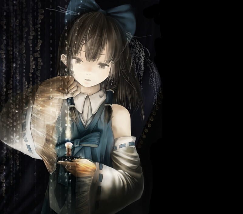 Pitch Black Glow Hakurei Reimu Evil Eerie Horror Creepy Scare Anime Hd Wallpaper Peakpx