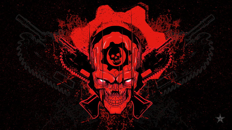 Gears Of War 4 Skull, gears-of-war-4, xbox-games, games, skull, red, black, HD wallpaper
