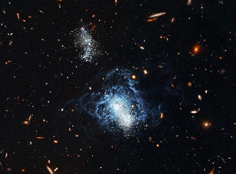 Dwarf irregular galaxy, far, past, view, deep, before, HD wallpaper