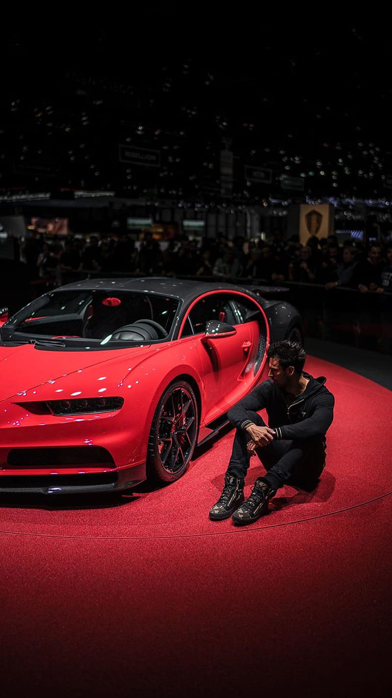 Bugatti, 2018, expo, fast, model, new, red, red, sport, HD phone wallpaper