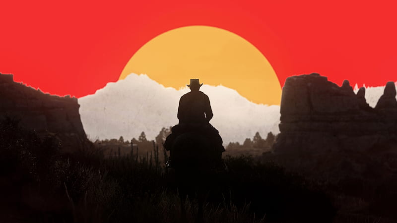 Red Dead, Red Dead Redemption 2, Arthur Morgan , Horse , Sunset , Western, HD wallpaper
