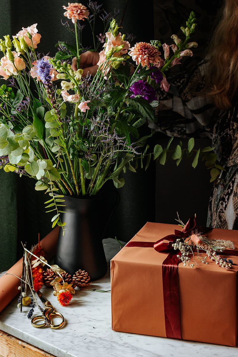 flowers, bouquet, box, gift, HD phone wallpaper