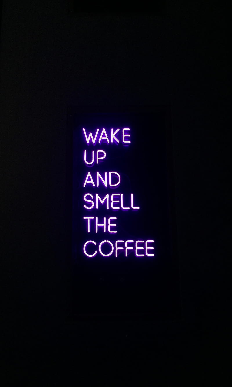 coffee, text, neon, signboard, dark, purple, HD phone wallpaper