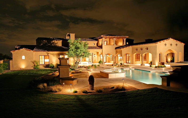 Beautiful House, luxury house, luxurious house, luxurious home, HD wallpaper