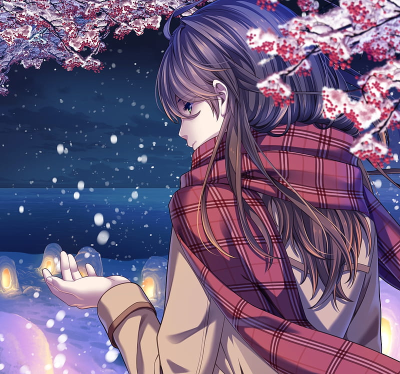 Anime girl, scarf, show, girl, anime, HD wallpaper Anime girl, scarf, show, girl, anime, HD wallpaper
