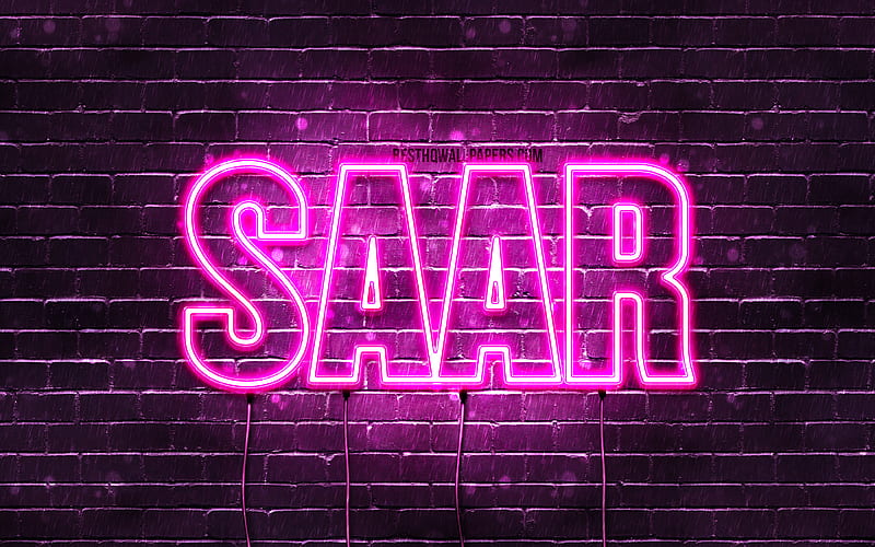 Saar with names, female names, Saar name, purple neon lights, Happy Birtay Saar, popular dutch female names, with Saar name, HD wallpaper