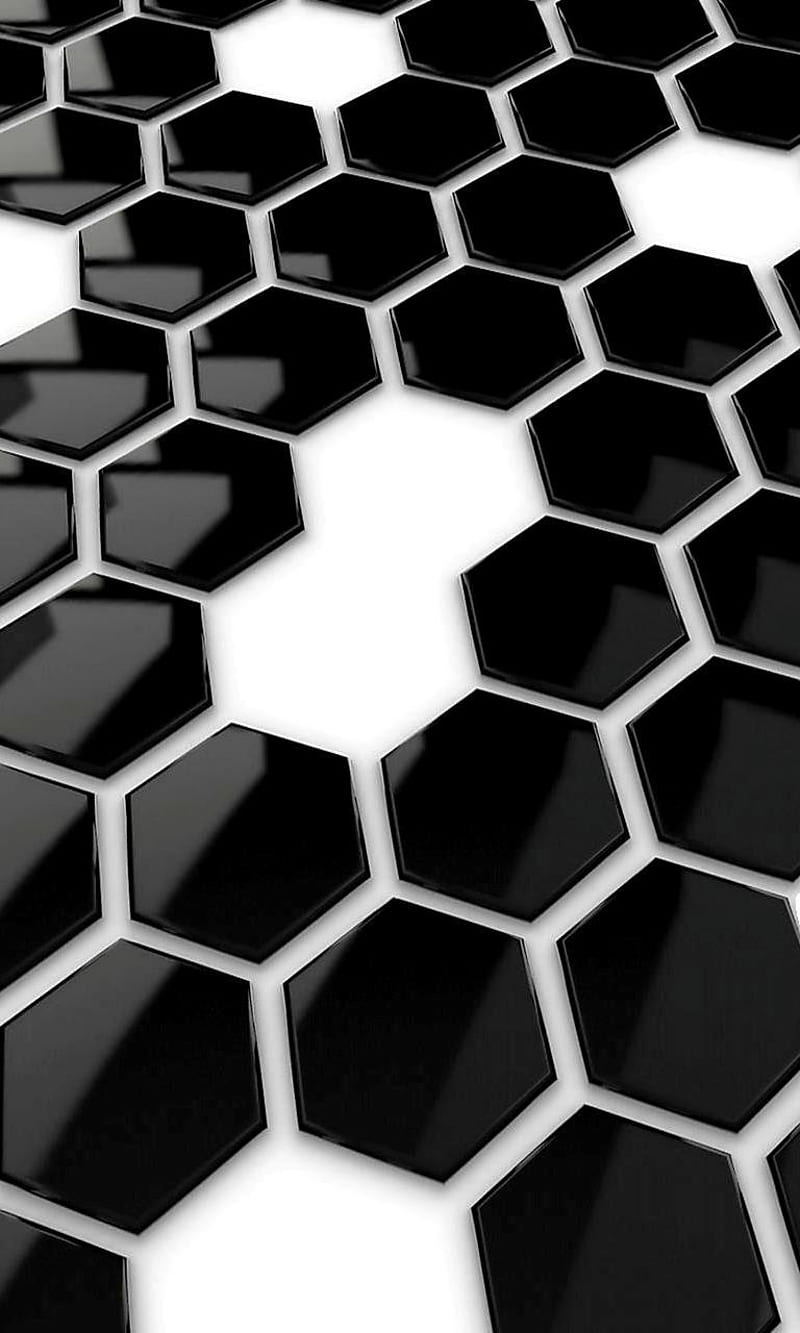 Hexagons, black, color, hexagon, white, HD phone wallpaper