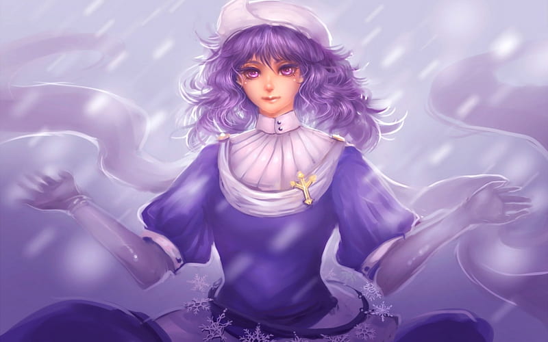 Letty Whiterock, art, sheryth, manga, hat, girl, purple, anime, touhou, pink, HD wallpaper Letty Whiterock, art, sheryth, manga, hat, girl, purple, anime, touhou, pink, HD wallpaper