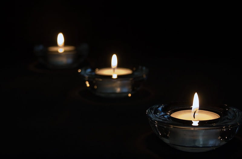 CANDLELIGHT BY THREE, romantic, romance three, black, candles, glass, candelight, backgrounds, HD wallpaper
