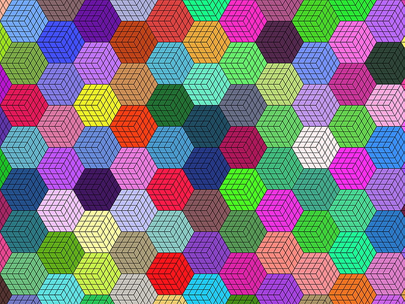 mosaic, colorful, hexagons, geometric, texture, HD wallpaper