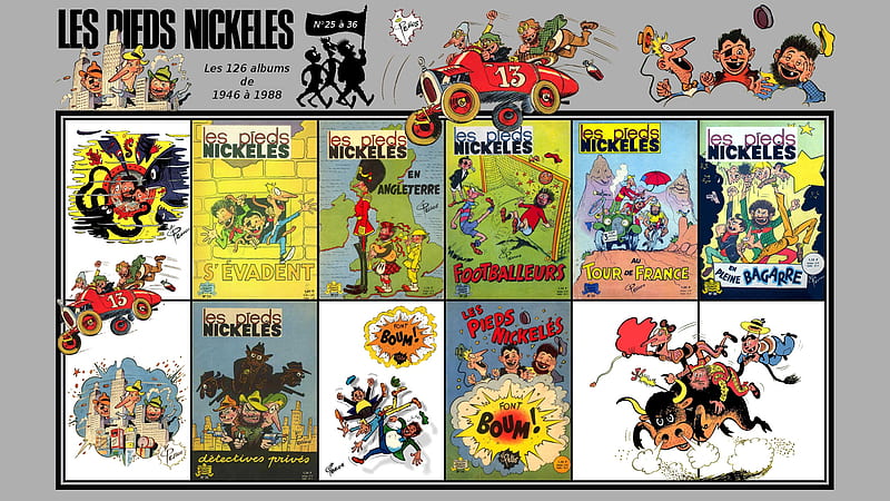 Les Pieds Nickeles from 25 to 36, cartoons, books, ribouldingue, comics, nice, croquignol, rene pellos, filochard, pellos, fun, collage, cartoon, bd, adventure, adventures, comic, cool, france, louis forton, entertainment, funny, collages, HD wallpaper