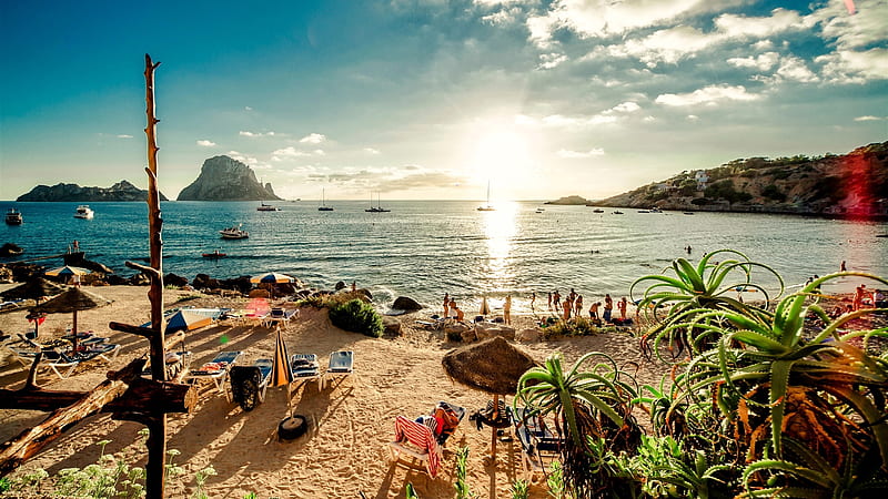 Ibiza Island,Spain, beach, people, nature, sunshine, island, sea, ibiza, HD wallpaper