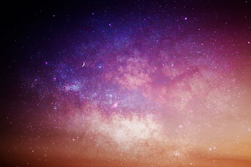 Night sky, color, explosion, infinity, landscape, milky, nebula, night, rainbow, HD wallpaper