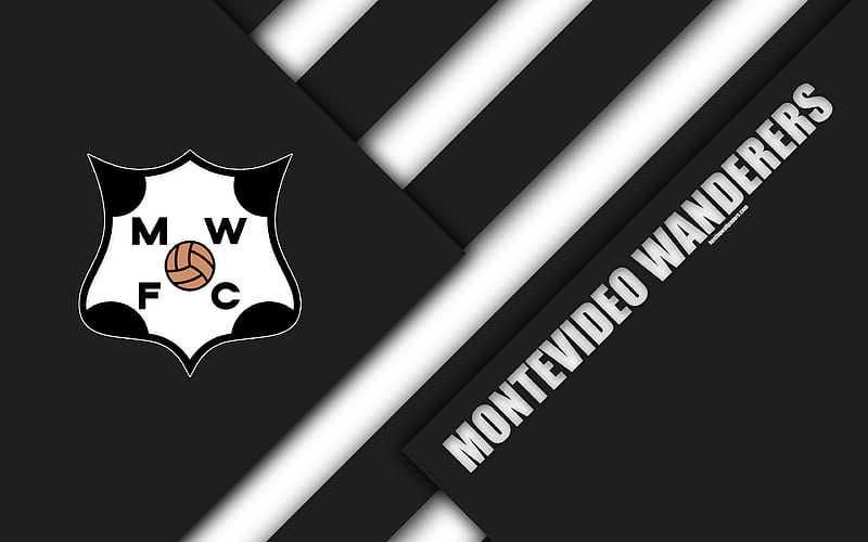Montevideo Wanderers FC Uruguayan football club, logo, material design, white black abstraction, emblem, Uruguayan Primera Division, Montevideo, Uruguay, football, HD wallpaper