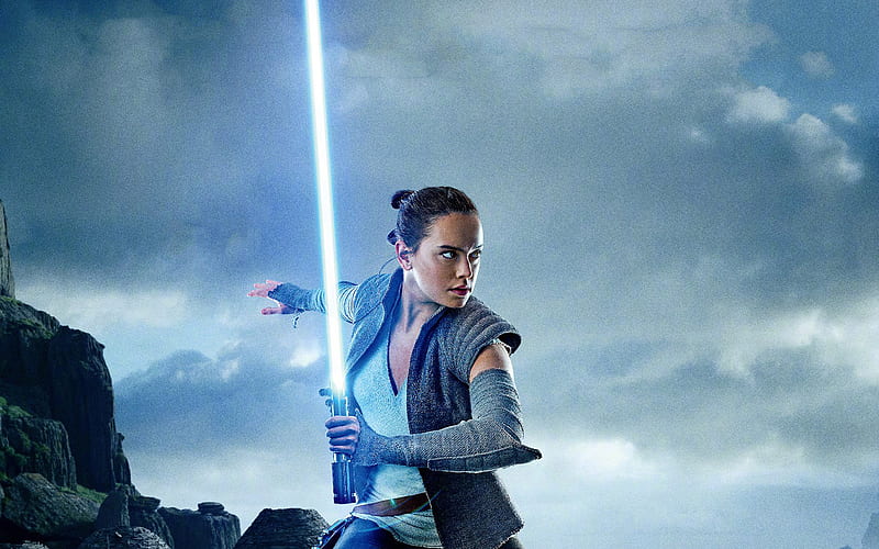 Rey, 2017 movie, Star Wars The Last Jedi, poster, action, Daisy Ridley, HD wallpaper