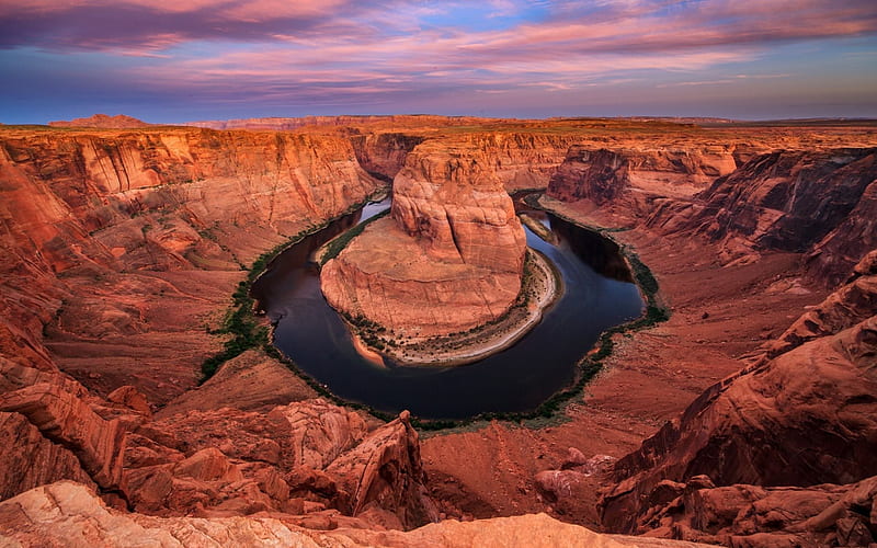 Horseshoe Bend, Horseshoe, Colorado River, meander, Canyon, Glen Canyon, USA, Arizona, HD wallpaper