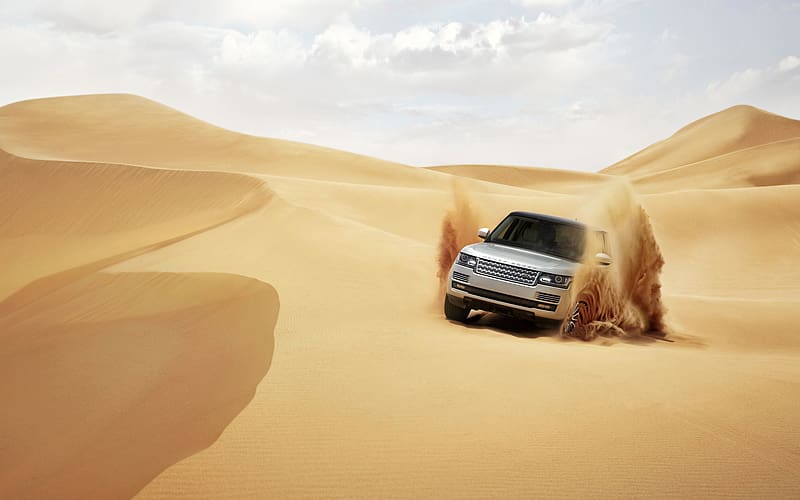 Sand, Desert, Range Rover, Land Rover, Car, Suv, Dune, Vehicles, Silver Car, HD wallpaper