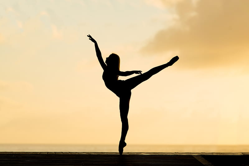 silhouette of woman dancing ballet, HD wallpaper