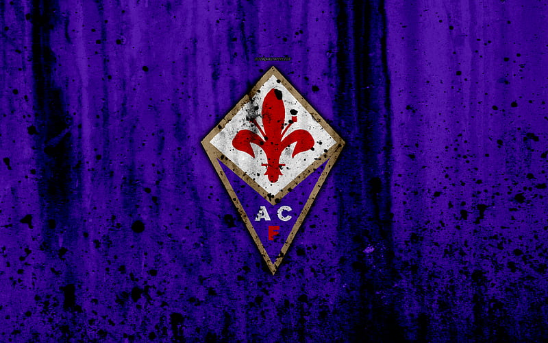 FC Fiorentina logo, Serie A, stone texture, Fiorentina, grunge, soccer, football club, Fiorentina FC, HD wallpaper