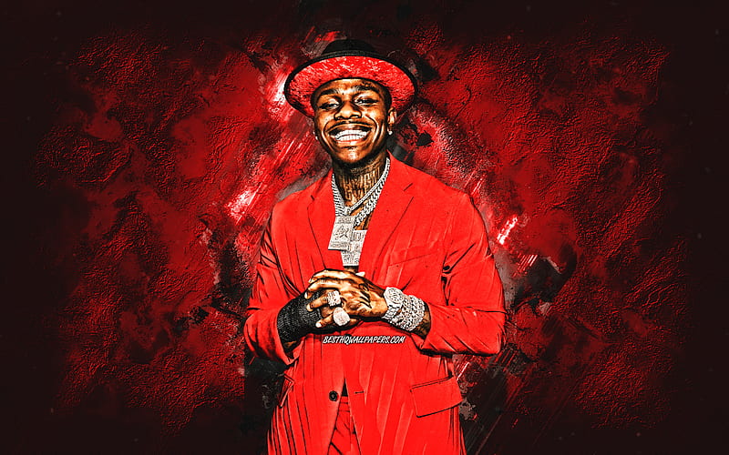 DaBaby, american rapper, portrait, Jonathan Lyndale Kirk, red stone background, popular singers, HD wallpaper