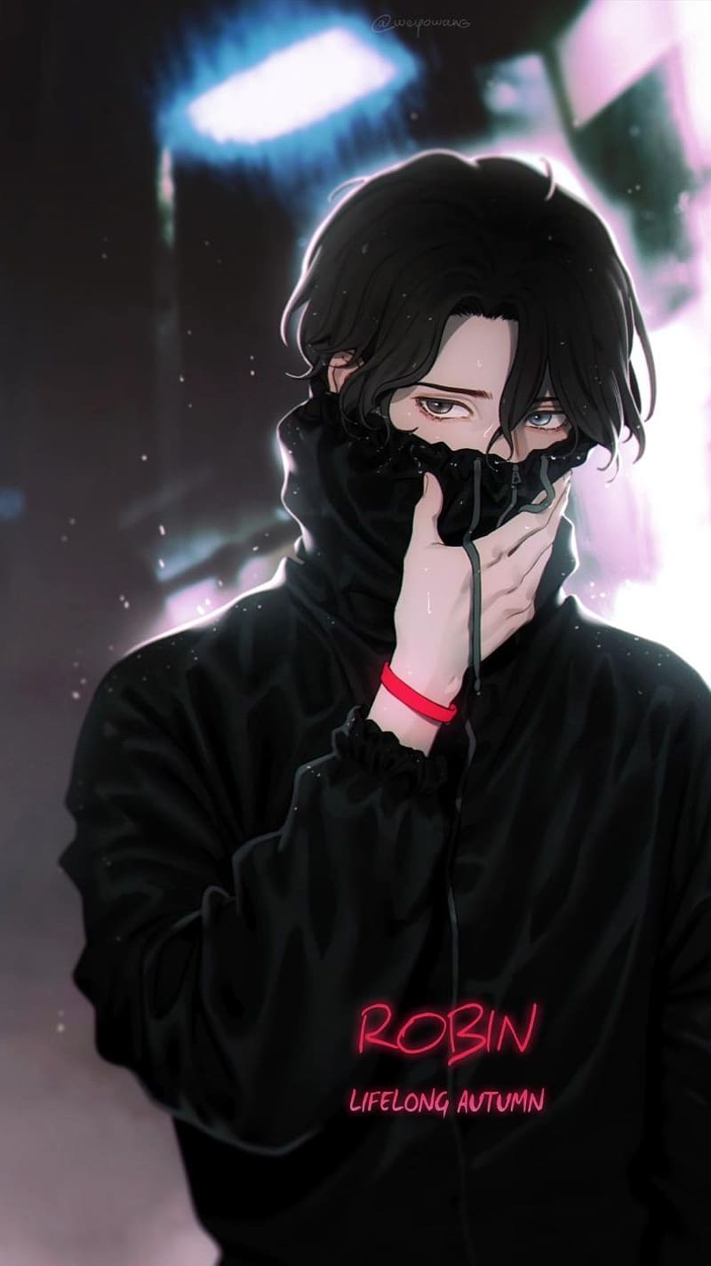 Alone boy, mask, hoodie, boy in hoodie, shy boy, HD phone wallpaper