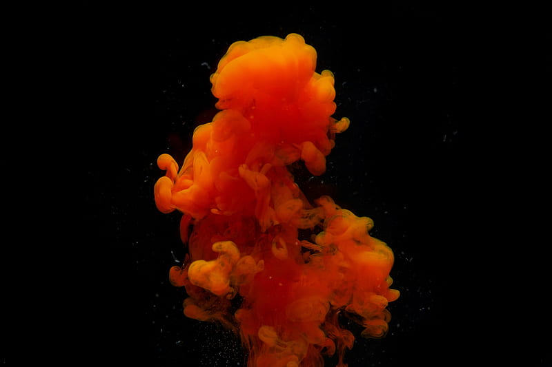 Orange Smoke 2, black, colour, cool, explosion, fog, smoking, vape, water, HD wallpaper