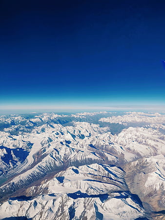 Aerial view, aeroplane, altitude, blue, clouds, high, ladakh, mountains,  sky, HD phone wallpaper | Peakpx