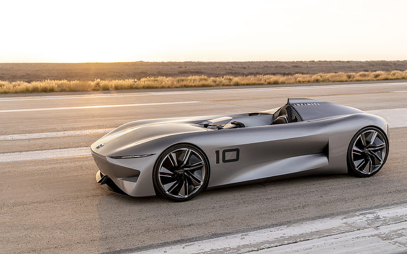 Infiniti Prototype 10 Concept, 2018 front view, retro style, supercar, roadster, futuristic concept car, Infiniti, HD wallpaper