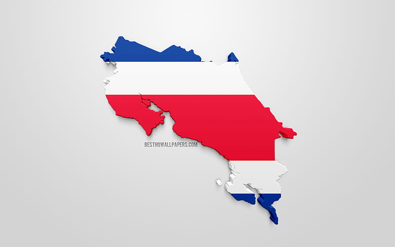 3d flag of the Costa Rica, silhouette of the Costa Rica, 3d art, Costa Rica flag, North America, Costa Rica, Costa Rica 3d silhouette, HD wallpaper