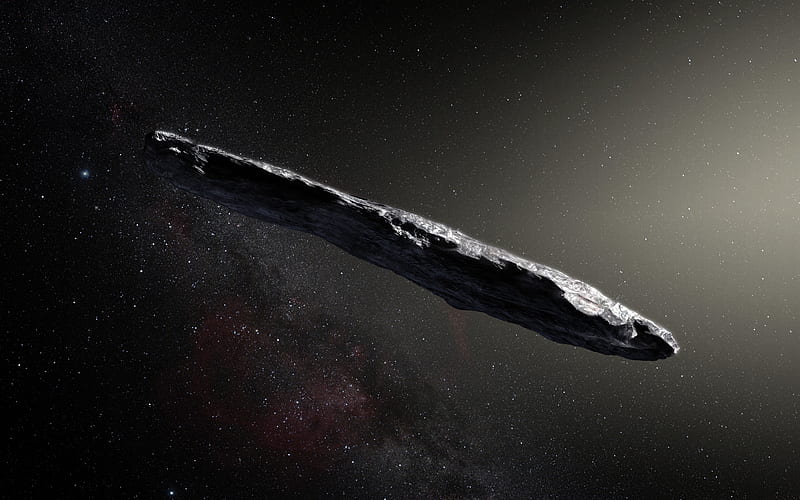 Artist's impression of the interstellar asteroid `Oumuamua, Interstellar Ship, HD wallpaper