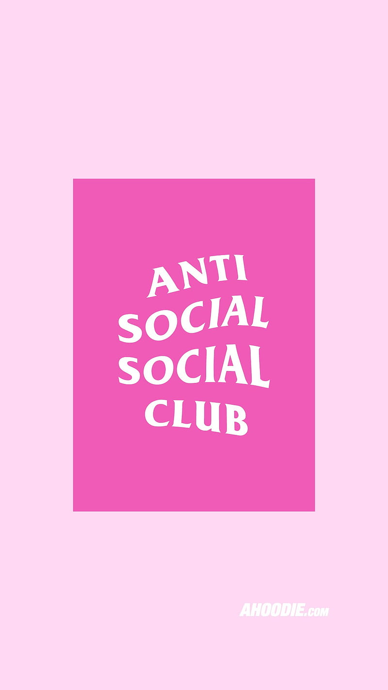 Anti Social Club, 929, ahoodie, bape, brand, logo, pink, supreme, HD phone wallpaper