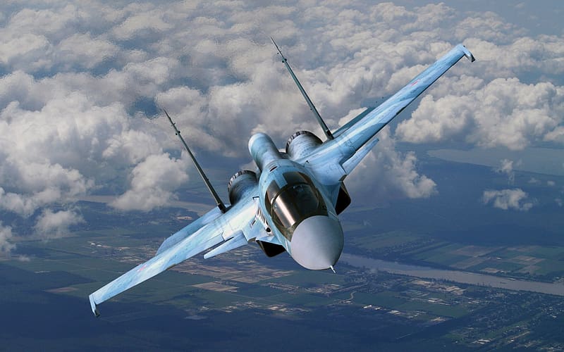 Aircraft, Military, Air Force, Warplane, Sukhoi Su 34, Jet Fighters, HD wallpaper