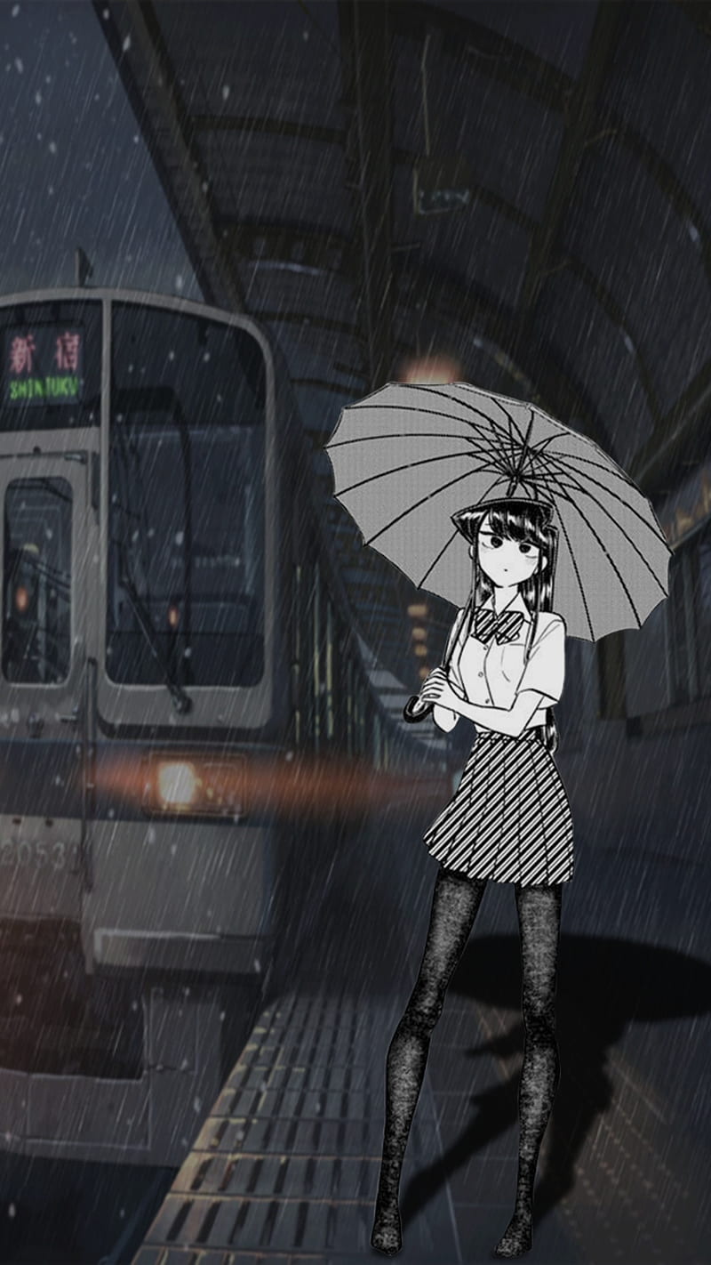 Komi-san Rain, anime, cute, girl, girl anime, komi, manga, perfection, HD phone wallpaper
