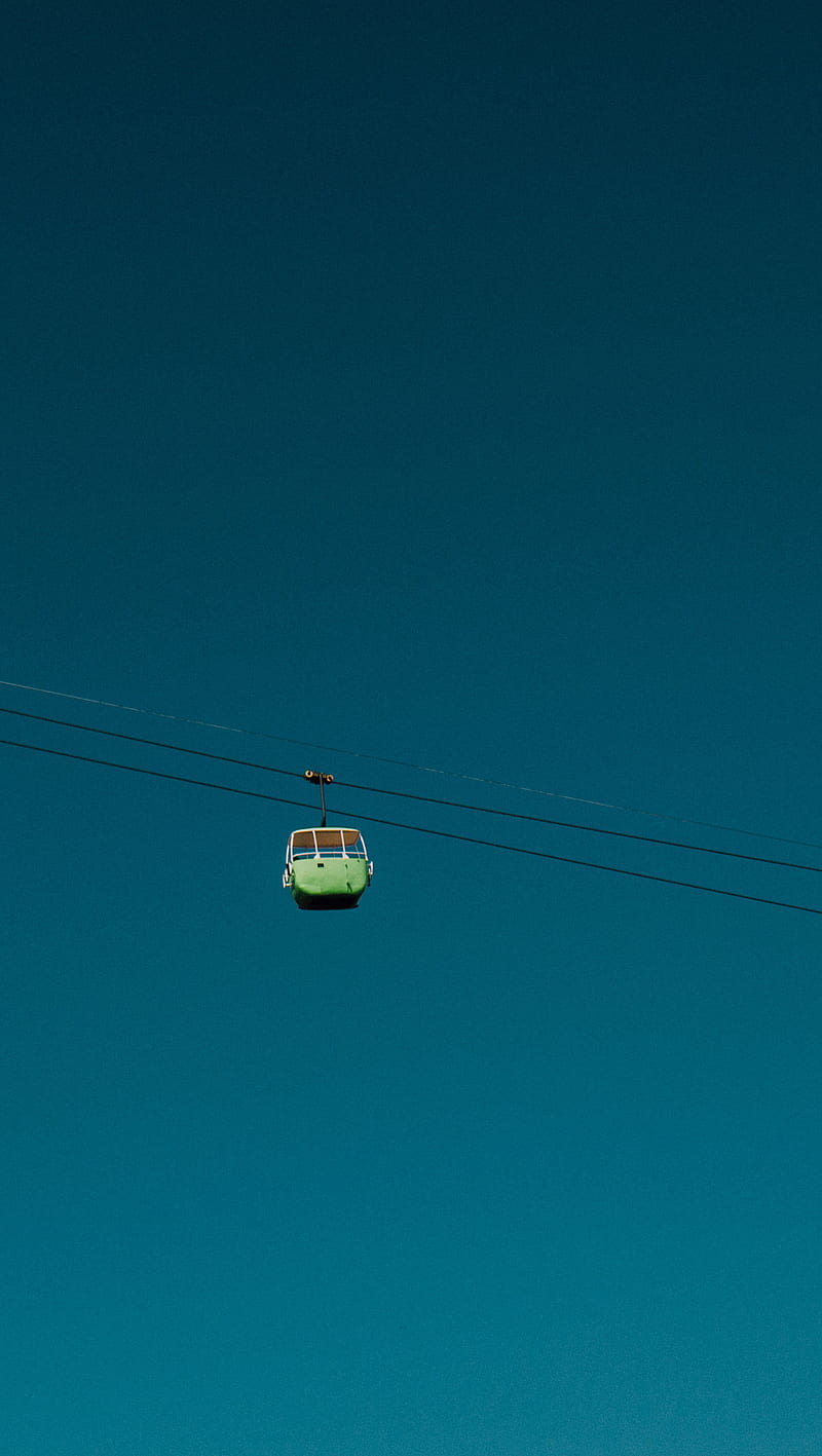 Gondola Lift, blue, gondol, green, skies, wires, HD phone wallpaper