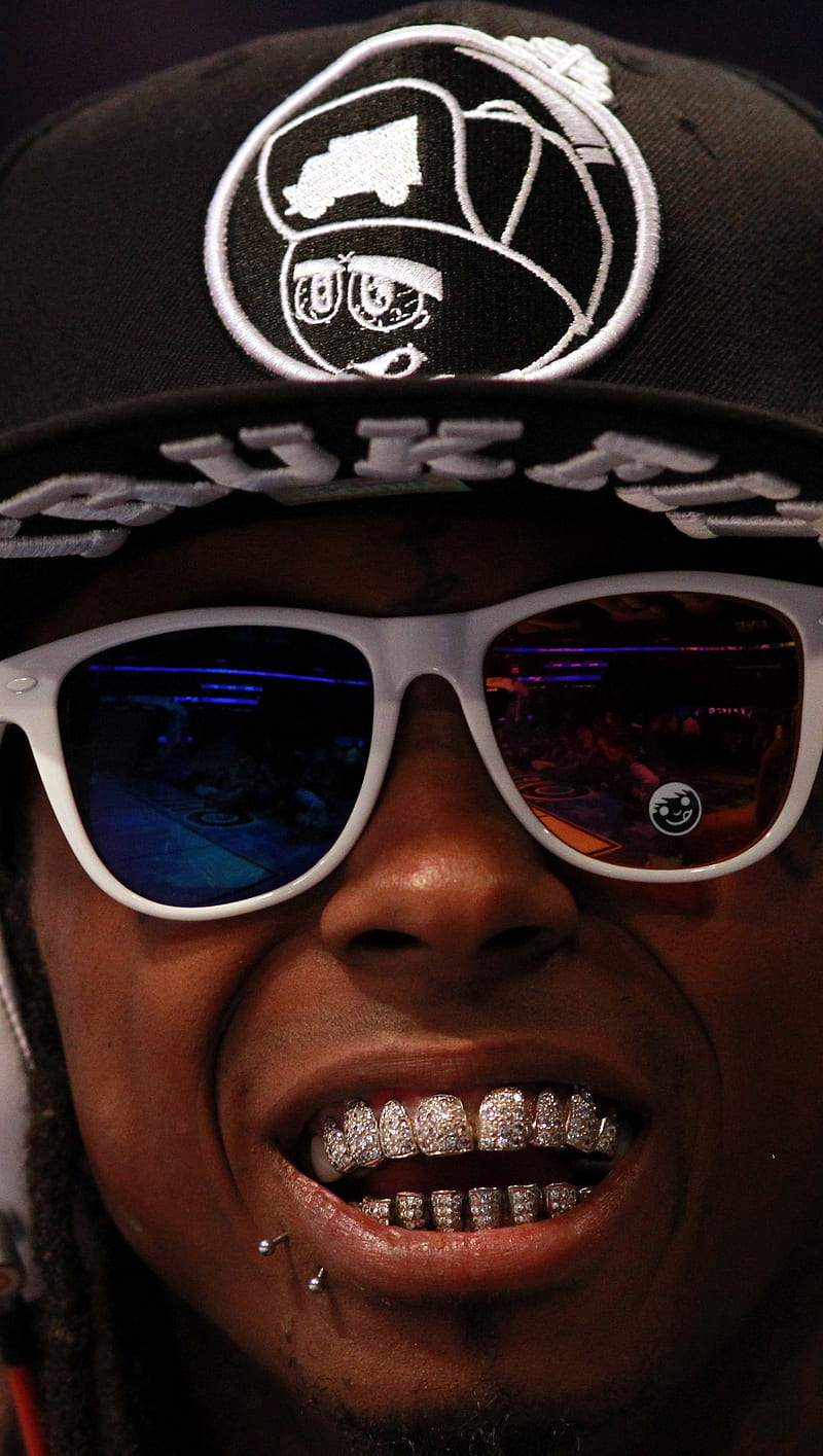 Lil Wayne, celebrity, face, grill, snapback, sunglasses, HD phone wallpaper