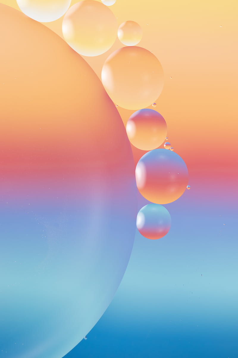 bubbles, gradient, water, blue, pink, HD phone wallpaper